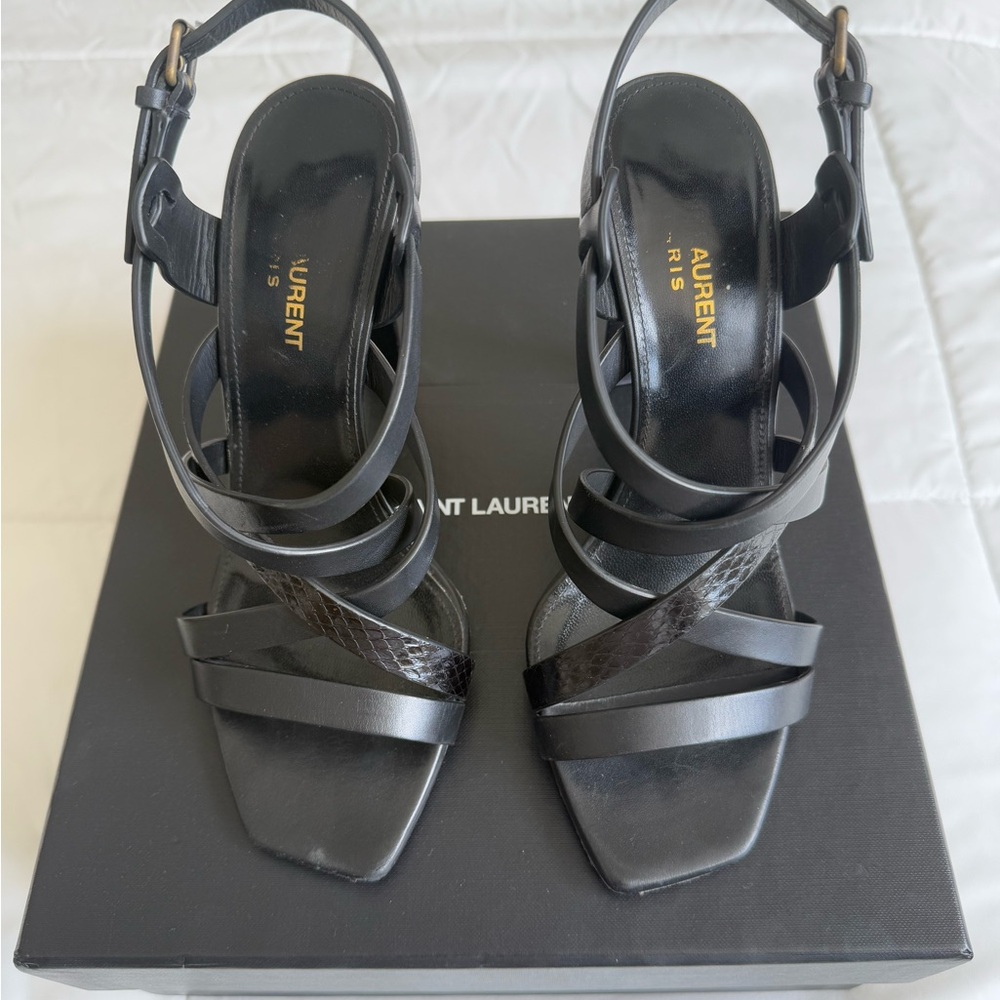 Saint Laurent Black Strappy Heels